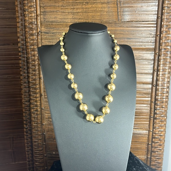 J. Crew | Jewelry | J Crew Chunky Gold Tone Graduated Round Beaded